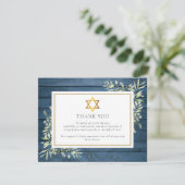 Blaue Rustikale Vegetation jüdischer Stern von Dav Dankeskarte (Stehend Vorderseite)