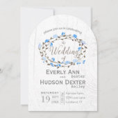 Blaue Rustikale Waldtypografie Barnholz Hochzeit Einladung (Vorderseite)