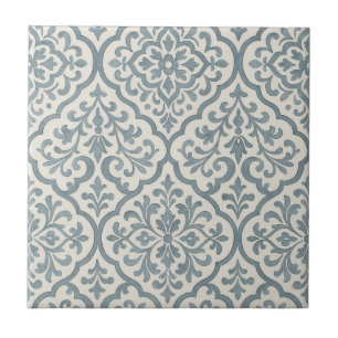 Blaue Rustikale Wasserfarbe Marokkanisches Floral Fliese
