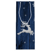 Blaue Rustikale Weihnachtsfeier Geschenktüte Für Weinflaschen (Rückseite)