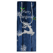 Blaue Rustikale Weihnachtsfeier Geschenktüte Für Weinflaschen (Vorderseite)