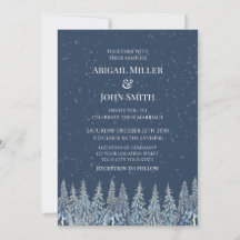 Blaue Rustikale Winterwald-Hochzeitseinladungen