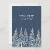 Blaue Rustikale Winterwald-Hochzeitseinladungen Einladung (Rückseite)