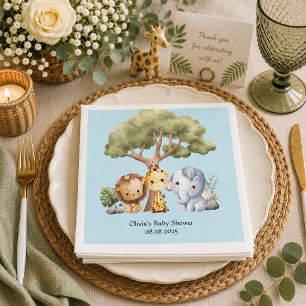 Blaue Safari-Baby-Party  Serviette