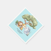 Blaue Safari-Baby-Party  Serviette (Ecke)