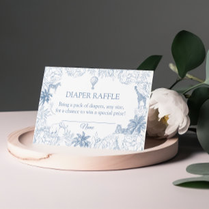 Blaue Safari-Dschungeltiere Baby Shower Windel Begleitkarte