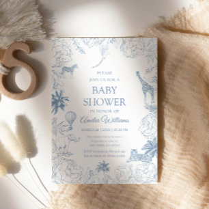 Blaue Safari-Tiere Elegante Jungle-Baby-Party Einladung