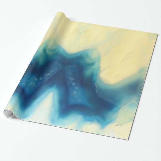 Blaue Sahneachat Geode Edelstein-Kristall-Muster Geschenkpapier (Ungerollt)
