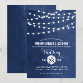 Blaue Saitenlichter zum Hochzeitsempfang Einladung