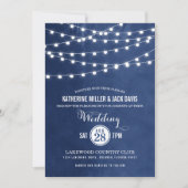 Blaue Saitenlichter zum Hochzeitsempfang Einladung (Vorderseite)