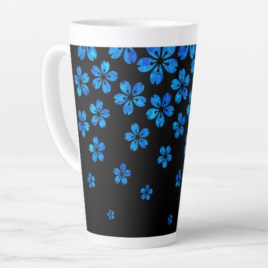 Blaue Sakura Latte Tasse (Linke Ecke)