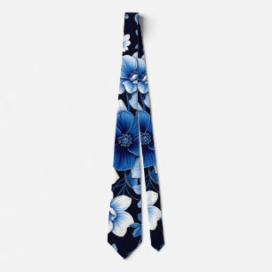 blaue Samt-Blüten Krawatte