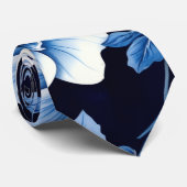 blaue Samt-Blüten Krawatte (Gerollt)