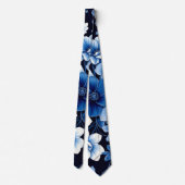 blaue Samt-Blüten Krawatte (Rückseite)
