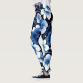 blaue Samt-Blüten-Leggings Leggings (Links)