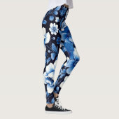blaue Samt-Blüten-Leggings Leggings (Rechts)
