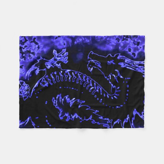 Blaue Samurai-Geist-Drache-Decke Fleecedecke (Vorderseite (Horizontal))