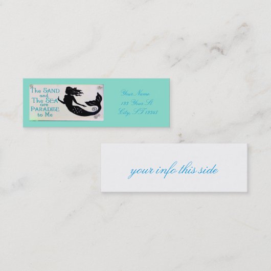 blaue Sand- und Meerjungfrau-Visitenkarte Mini Visitenkarte (Vorne/Hinten)