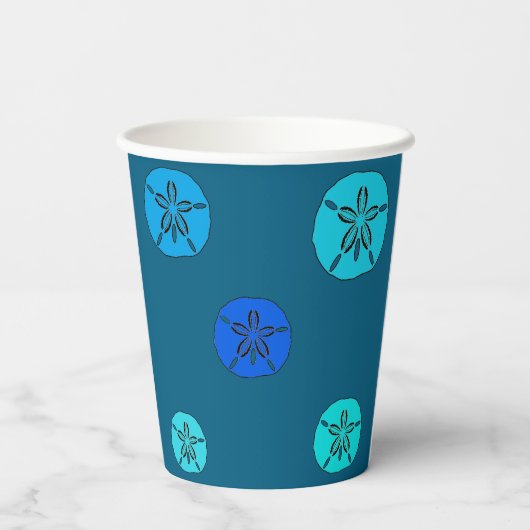 Blaue SandDollar Pappbecher (Rückseite)