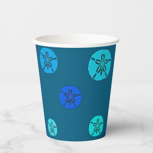 Blaue SandDollar Pappbecher (Vorderseite)