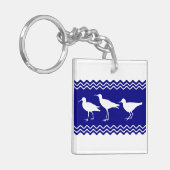 Blaue Sandpiper-Vogelmuster an der Küste Schlüsselanhänger (Vorderseite links)