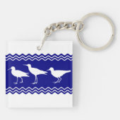 Blaue Sandpiper-Vogelmuster an der Küste Schlüsselanhänger (Rückseite)