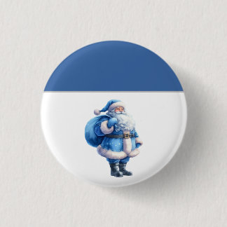 Blaue Santa-Claus-Illustration Aquarell Button