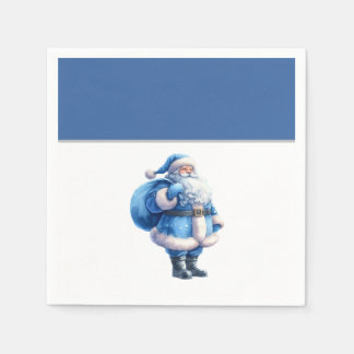 Blaue Santa-Claus-Illustration Aquarell Serviette