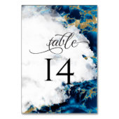 Blaue Saphir-Aquarell-Geode BarefootBride™ Tischnummer (Rückseite)