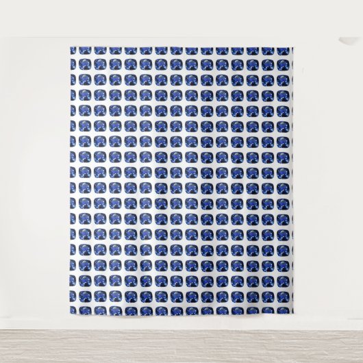 Blaue Saphir-Cushion-Schliff-Muster Wandteppich (Vorderseite)