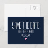 Blaue Save the Date Postkarte (Vorne/Hinten)