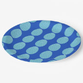 Blaue Scallopfereier Pappteller (Schrägansicht)