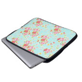 Blaue schäbige Rosen-Blumen der Vintagen Laptopschutzhülle (Vorne Knopf)