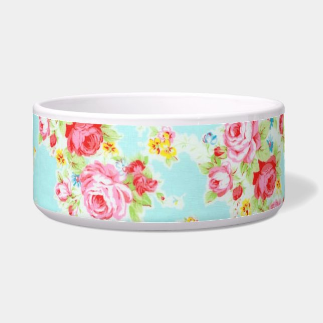 Blaue schäbige Rosen-Blumen der Vintagen Napf (Vorderseite)