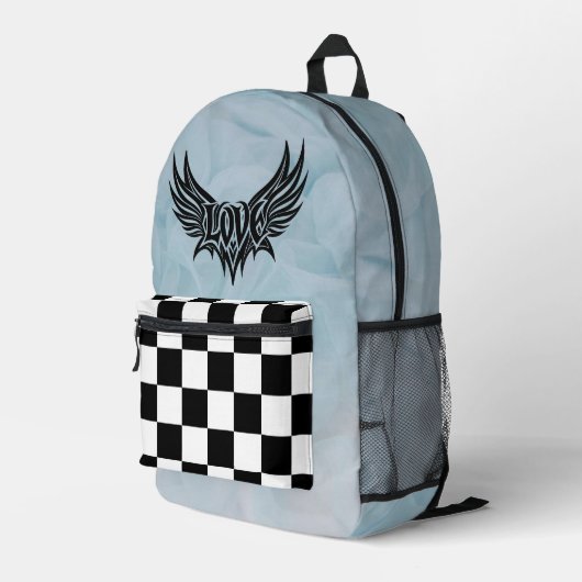 Blaue Schach-Liebe Bedruckter Rucksack (Rückseitige Ecke Rechts)