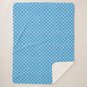 Blaue Schachbrett-Glitter Sherpadecke