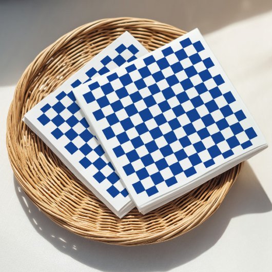 Blaue Schachbrett-Hochzeitsdusche Serviette