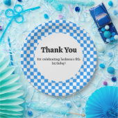 Blaue Schachbrett-Papierplatten Pappteller (Party)