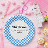 Blaue Schachbrett-Papierplatten Pappteller (Party)
