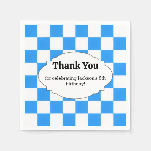 Blaue Schachbrett-Partyservietten Serviette (Vorderseite)