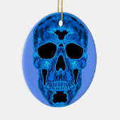Blaue Schädel-Horror-Maske Keramikornament (Rechts)