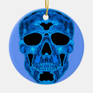 Blaue Schädel-Horror-Maske Keramikornament