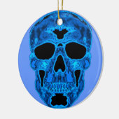 Blaue Schädel-Horror-Maske Keramikornament (Links)