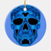 Blaue Schädel-Horror-Maske Keramikornament (Hinten)