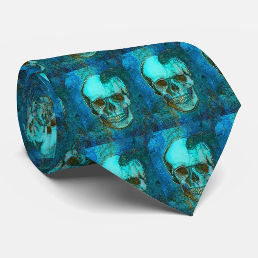 Blaue Schädel-Krawatte Krawatte (Gerollt)