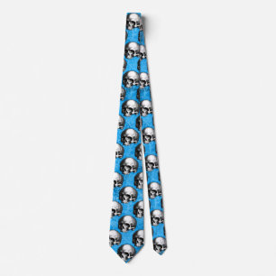 Blaue Schädel und Sonnenblumen - Design 4 Krawatte