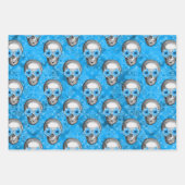 Blaue Schädel und Sonnenblumen, Design 5 Geschenkpapier Set (Vorderseite 2)