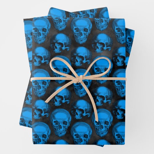 Blaue Schädel und Sonnenblumen, Design 6 Geschenkpapier Set (Beispiel)