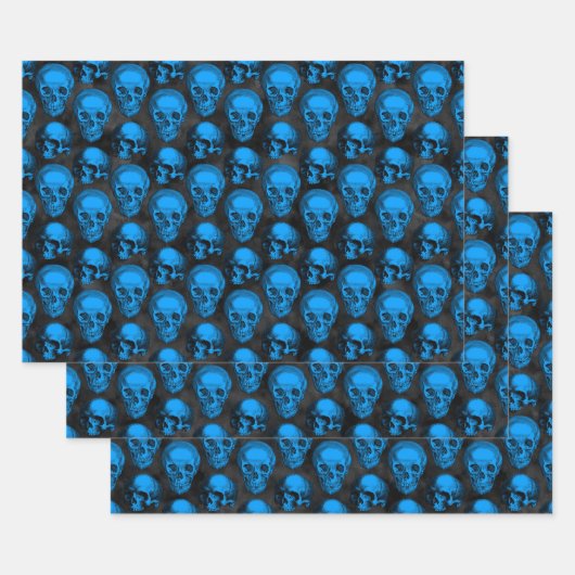 Blaue Schädel und Sonnenblumen, Design 6 Geschenkpapier Set (Set)