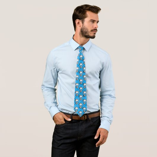 Blaue Schädel und Sonnenblumen - Design 7 Krawatte (Beispiel)